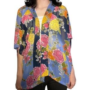 Kimono I’m in love with Derek- Blue & Floral - Large